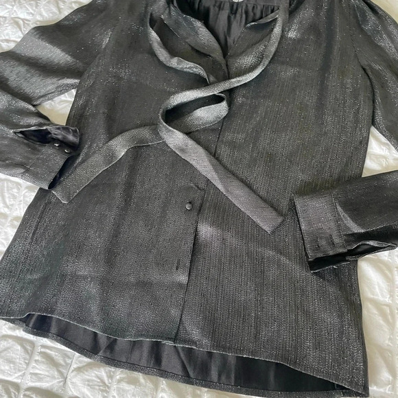 Maje black metallic button down collar blouse - Picture 2 of 9